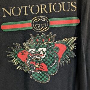 Gucci Black Tee with Green and Red Graphic